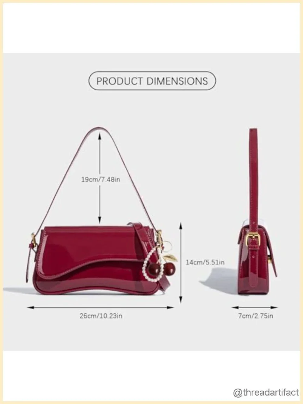 Trendy Y2K Hobo Bag with Cherry Pendant, Crossbody Shoulder Bag